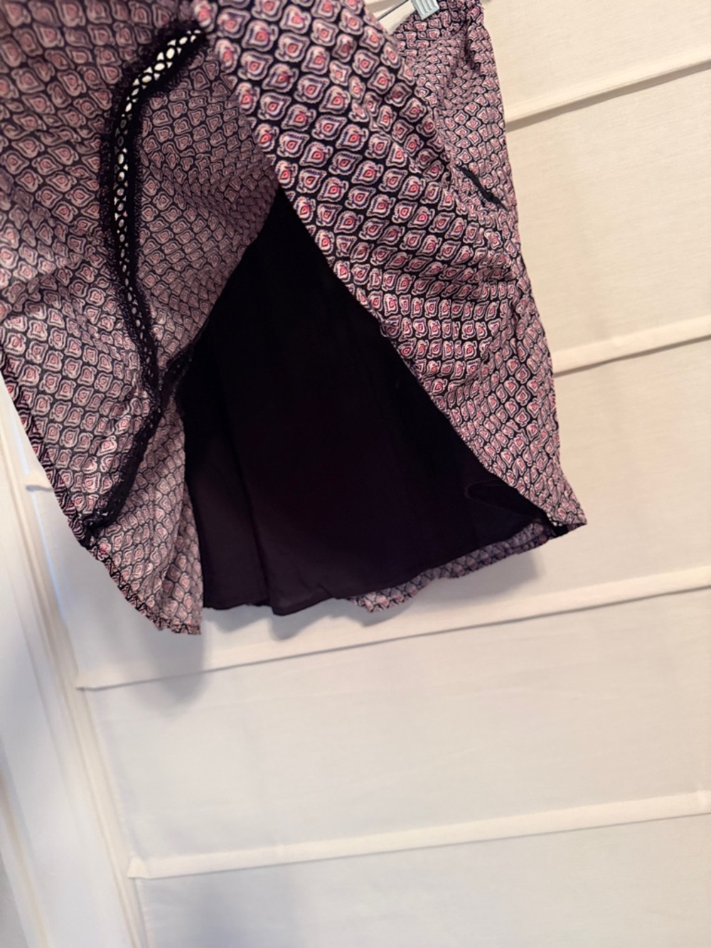 LOFT Pink Geometric Panel Skater Skirt with Black Trim - Picture 7 of 8